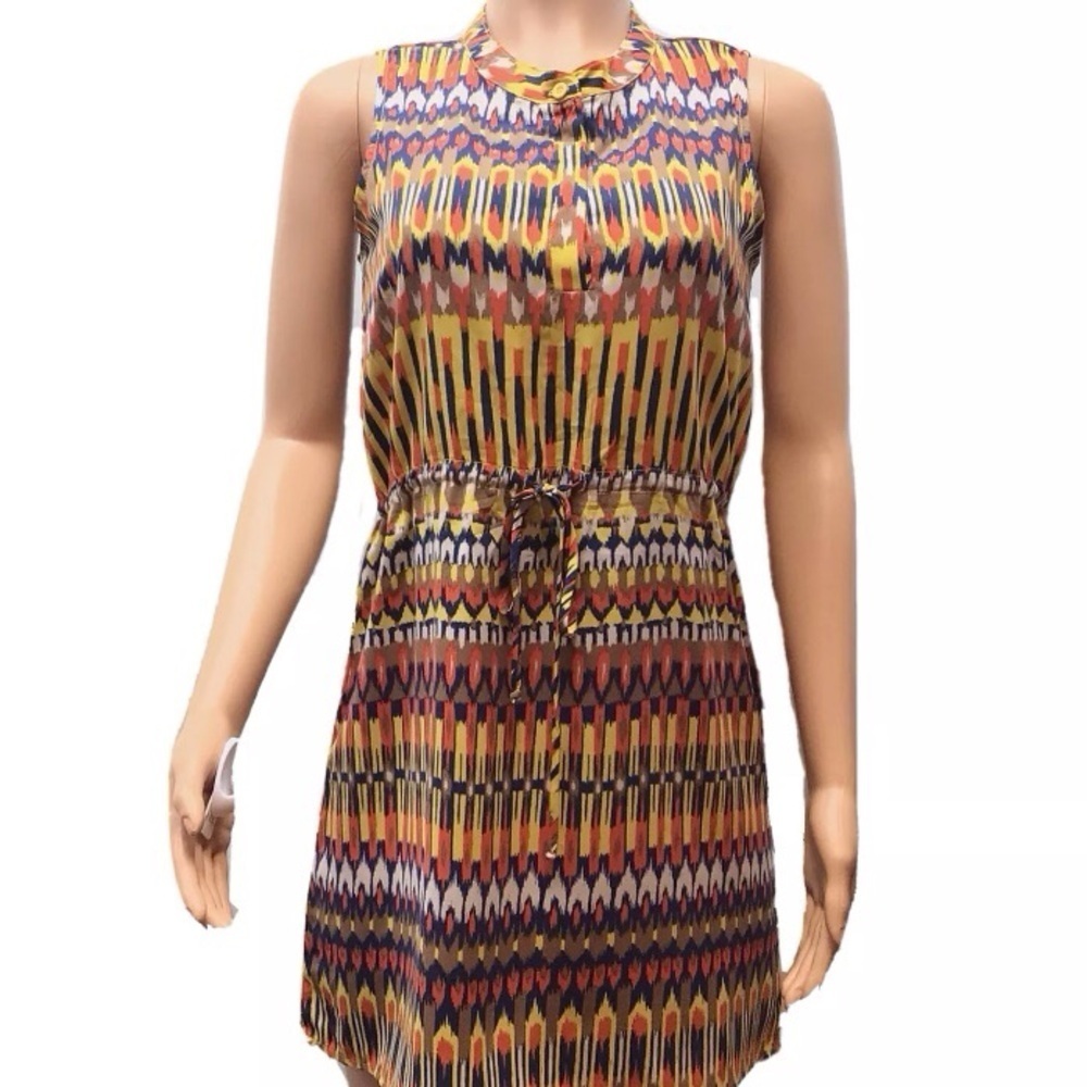 Pink Owl Apparel Sleeveless Tie Waist Shirt Dress Size Small